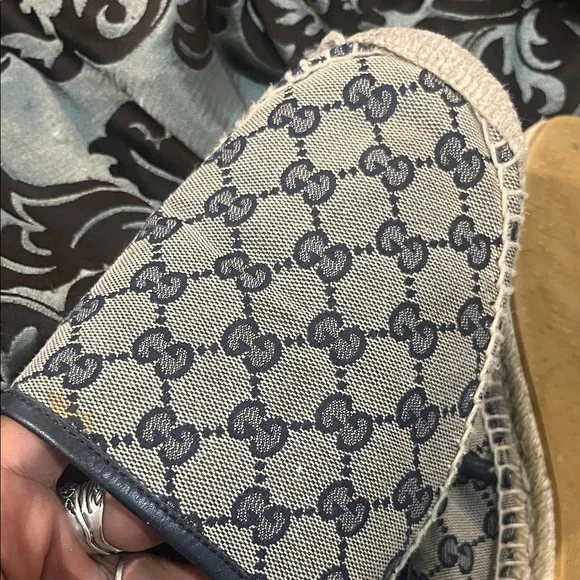 Gucci Beige and Blue Logo Espadrilles WORN size 10.5 men’s - Picture 7 of 13